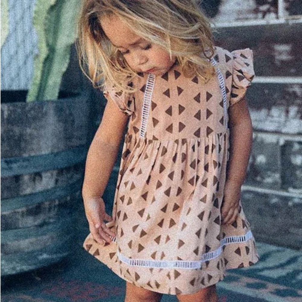 Cleobella Littles Aya Geometric Toddler Dress Spice Sz 2T